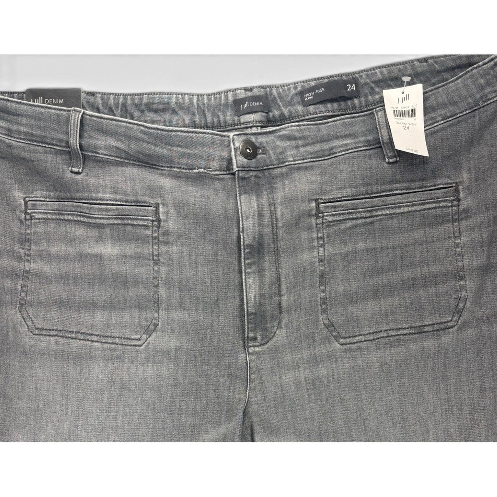 NWT J. Jill Size 24 High Rise Flare Jeans Galaxy Wash Grey Stretch Denim Boho - Picture 2 of 13